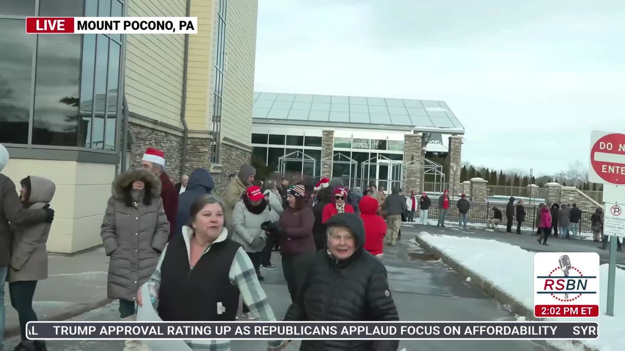 WATCH: Crowds are lined up in the cold to hear President Trump speak Pennsylvania. - 12/9/2025