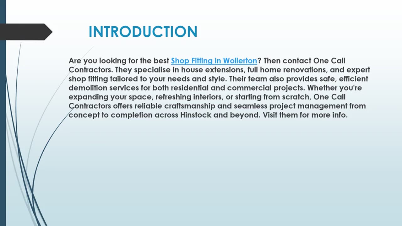 Looking for the best Shop Fitting in Wollerton