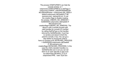 How do I hide the console when I use os.system() or subprocess.call()