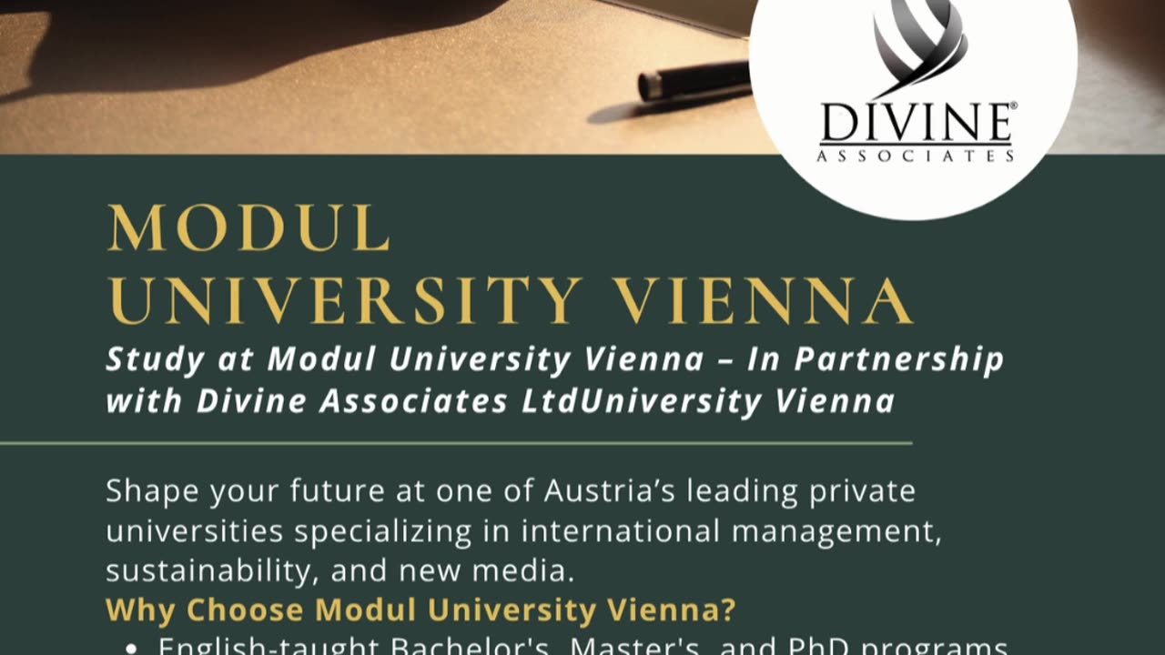 Study Smart in Austria with Modul University & Divine Associates Ltd
