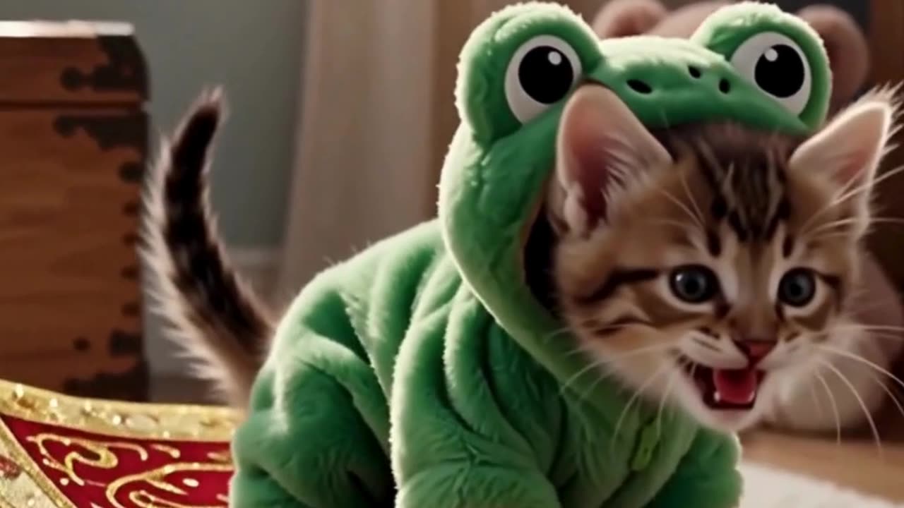 Cutest Frog Kitty Ever 🐱🐸💚 You Won’t Stop Smiling! #Shorts