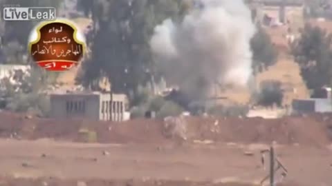 Syrian War east of al-Harak, Daraa, 1x HJ-8 vs. T-55, hit (Ansar Brigade) 2013.09.11
