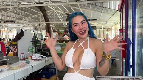 Sexy Thai Teen making ultra platter😍😍thai street food 👙