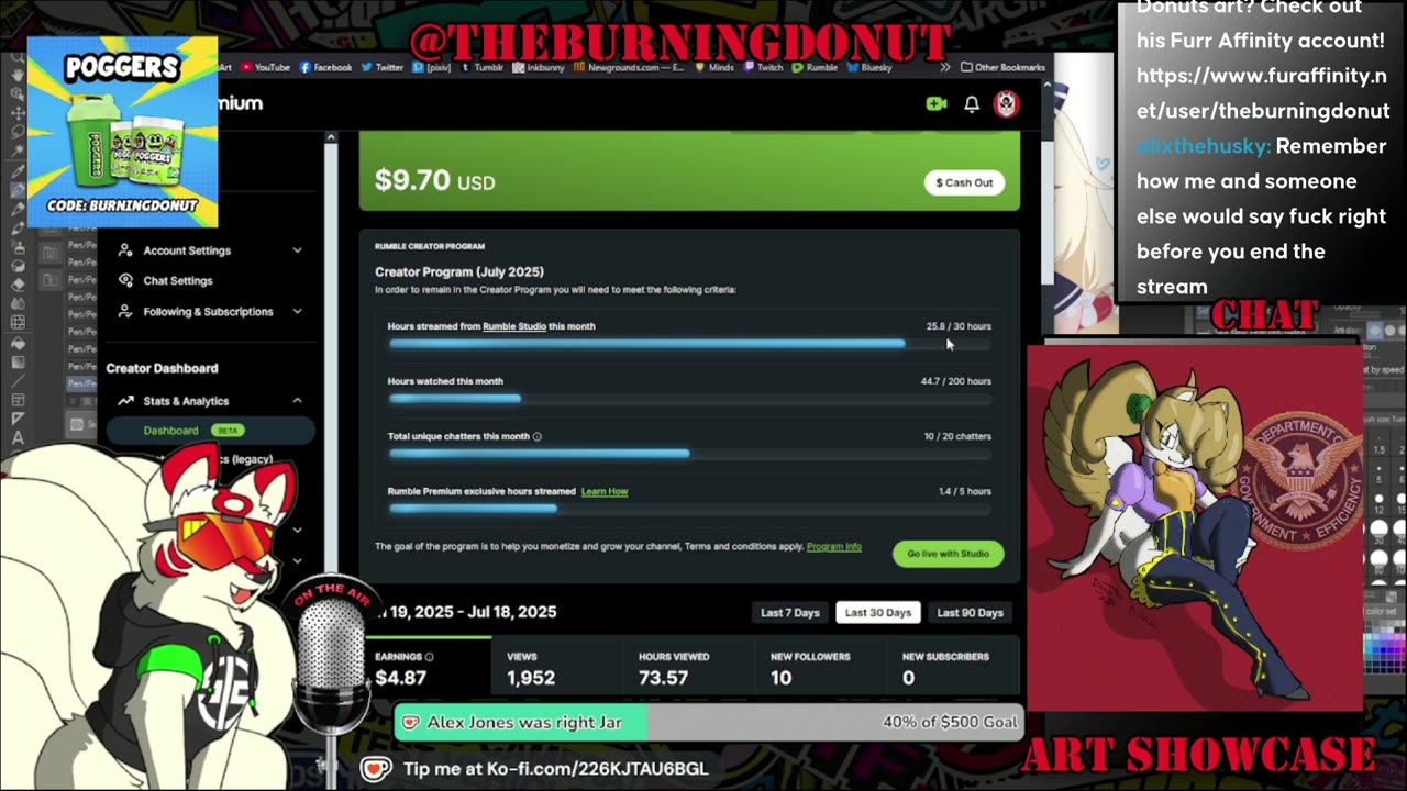 Rumble Creator program: Furry Vtuber playing GT7 and drawing furry Vtuber girls +18