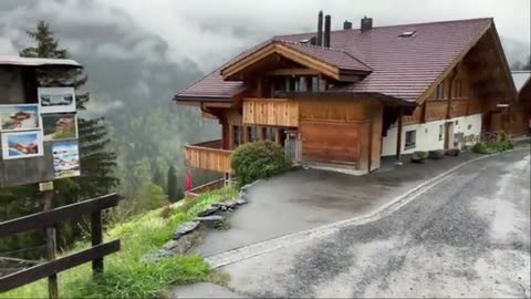 Switzerland’s Paradise： Rainy Day in Heavenly Beautiful Swiss Villages Countryside