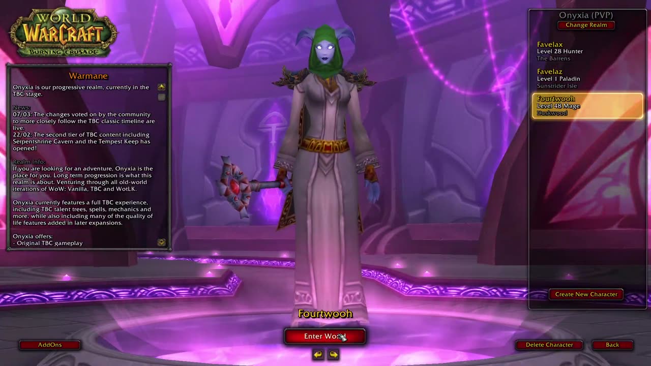 private server WOW Onyxia, TBC