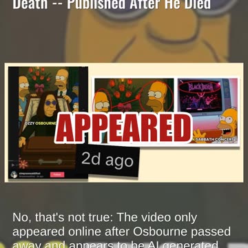 Fact Check: Fake Simpsons Video Did NOT Predict Ozzy Osbourne's Death -- Published After He Died