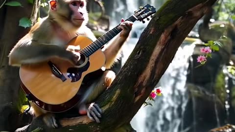 Monkey play Guitar #ai #fyp #musica #instrumental #guitar