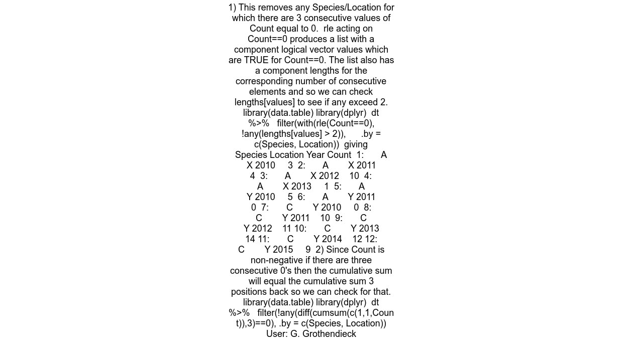 How can I remove rows with consecutive zeros