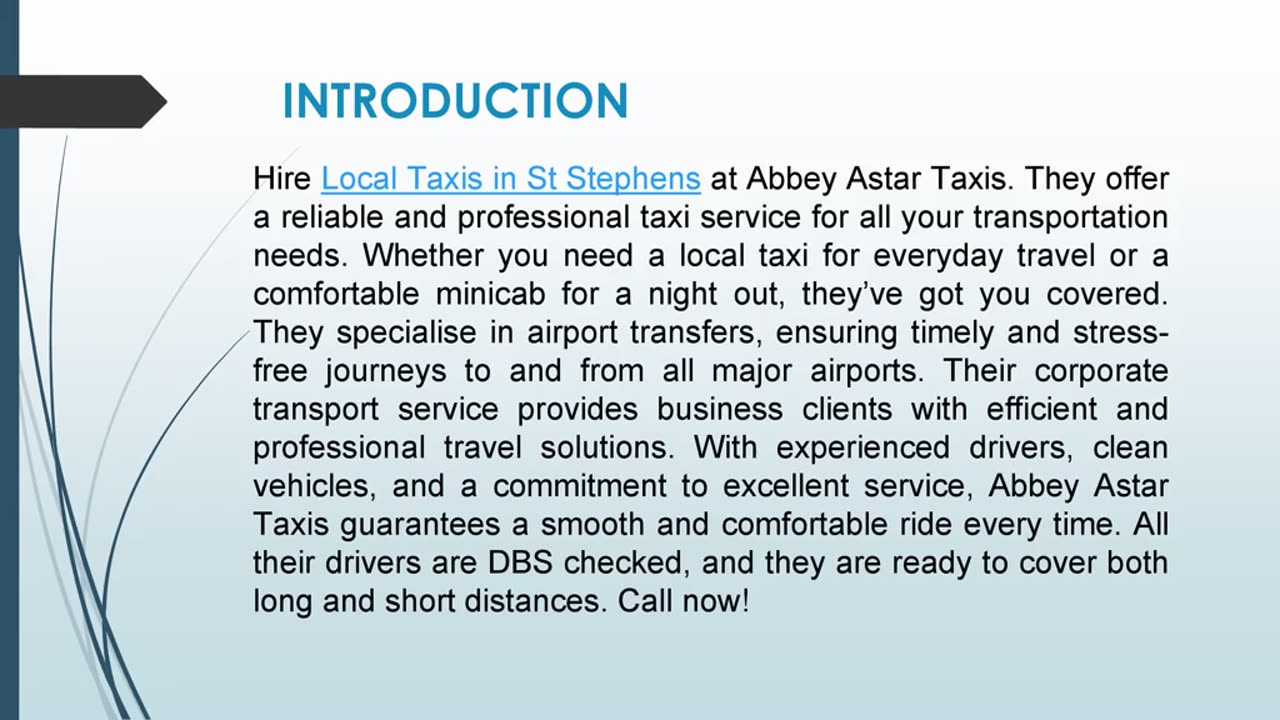 Hire Local Taxis in St Stephens