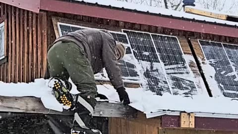 Snowy Roof Work_ Slippery Boots Fail #clearsnow #livingoffgrid #offgrid