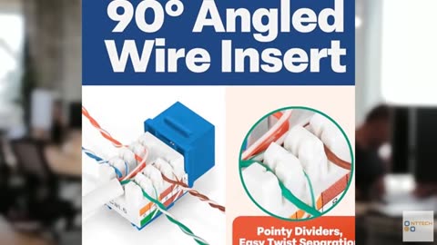 Everest 90° Angled RJ45 Cat6 Keystone Jacks 50-Pack in Blue - Slim Profile Femal