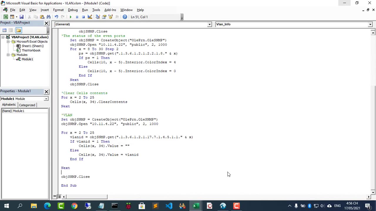 How to display all VLANs of switch on Excel