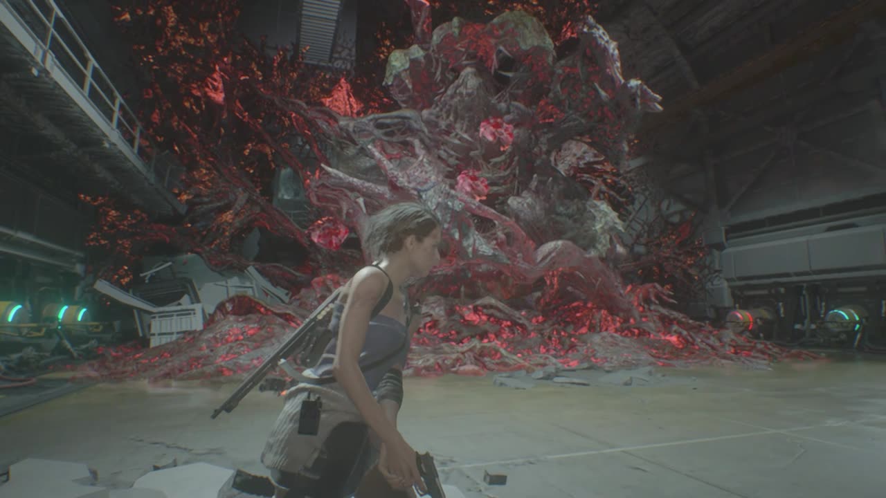 Why is Jill wasting time trying to talk to the bugger ( Boss Fight - Nemesis Stage 3 ).