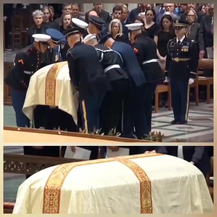 Dick Cheneys non-US Flag WRINKLED cover over his casket