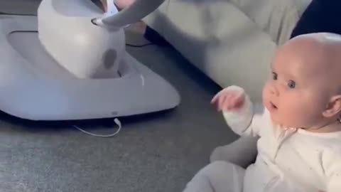 Dog and baby meet for the first time