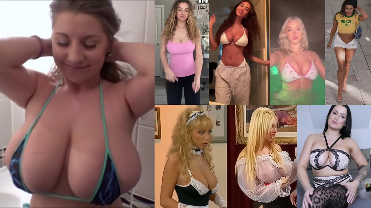 Huge Boobs / No Bra / Hard Nipples 32 - Big bank tiktok challenge ❤️‍ClipchampGirls 2025