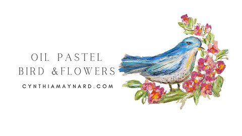 Oil Pastel Bird and Flowers Painting