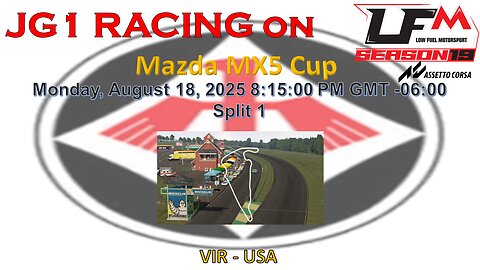 JG1 RACING on LFM - Mazda MX5 Cup - VIR - USA - Split 1