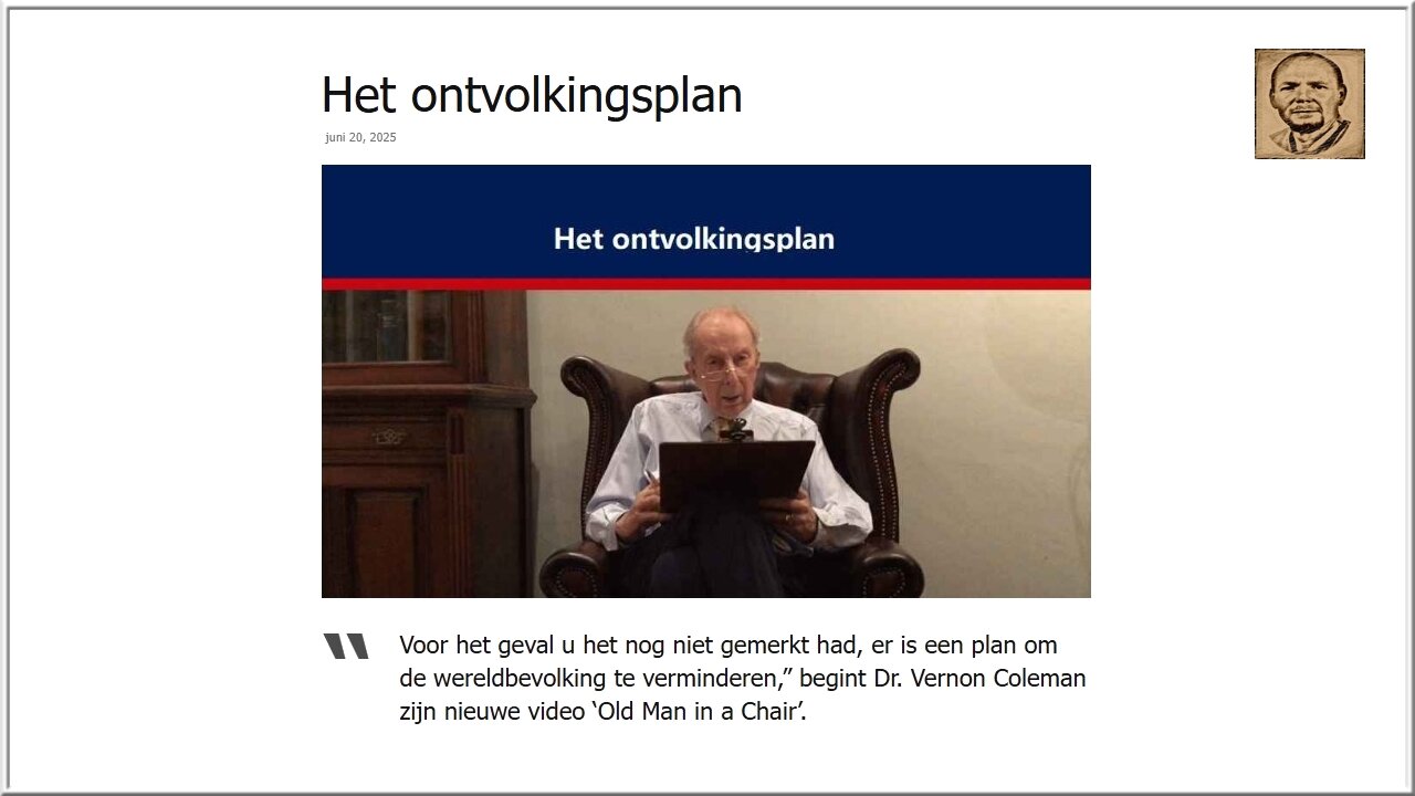 Het ontvolkingsplan met Dr. Vernon Coleman.