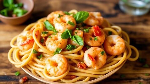 Spicy Butter Garlic Shrimp Pasta Recipe | Prawn Pasta