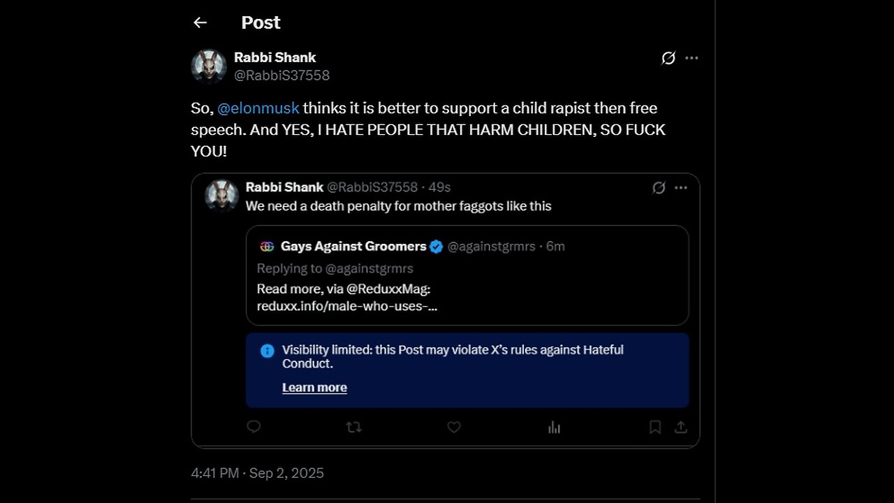 X supports child rapist more then free speech