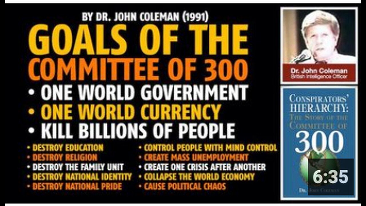 "Dr. John Coleman's 1991 Analysis: 'Committee of 300' Objectives"