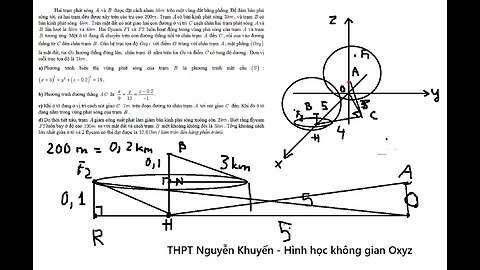 THPT Nguyễn Khuyến: Hai trạm phát sóng A và B được đặt cách nhau 5km trên một vùng đất bằng phẳng.