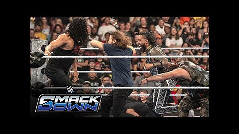 Sami Zayn, Jimmy Uso and Jacob Fatu knock The MFTs out of the ring SmackDown, Aug. 15, 2025