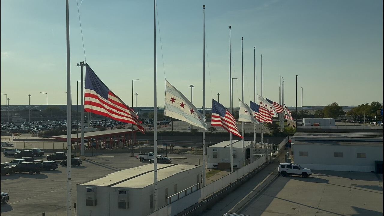 Chicago O’Hare Flags at Half-Staff Following Charlie Kirk Assassination