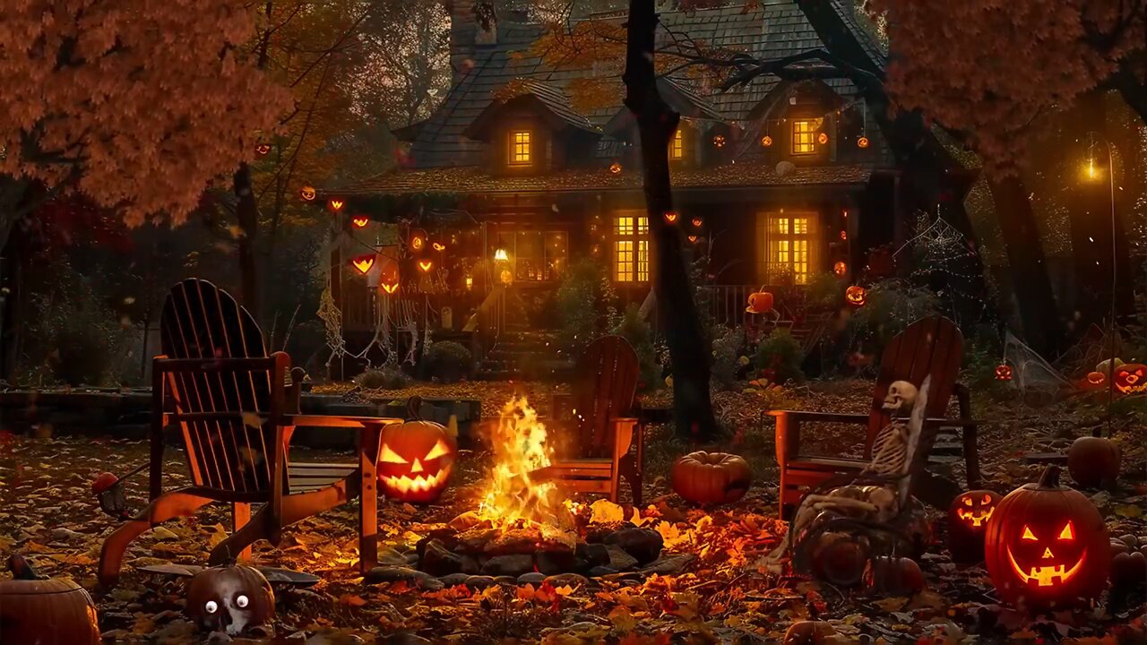 Outdoor Halloween Fire Scene