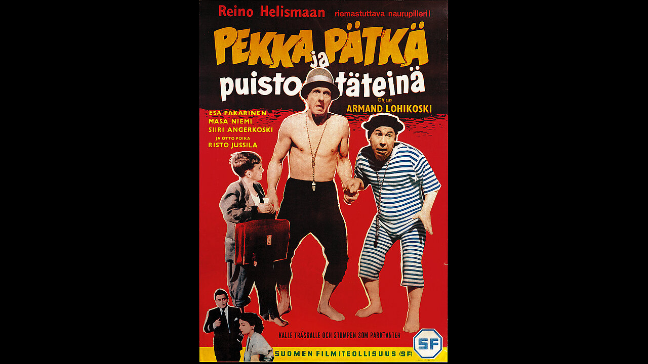 (1955) Pekka ja Pätkä puistotäteinä.