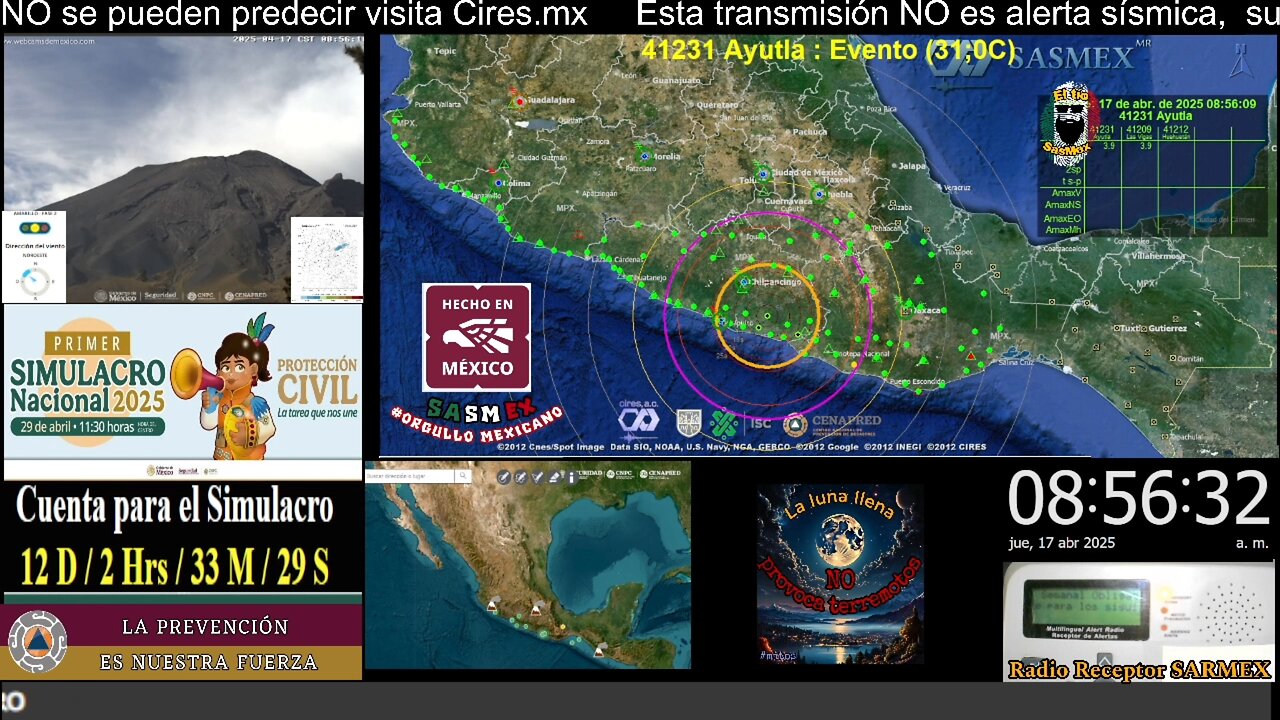 SISMO Magnitud 4.1 Loc 37 km al NORESTE de SAN MARCOS, GRO 17/04/25 08:56:00 #noameritoalerta