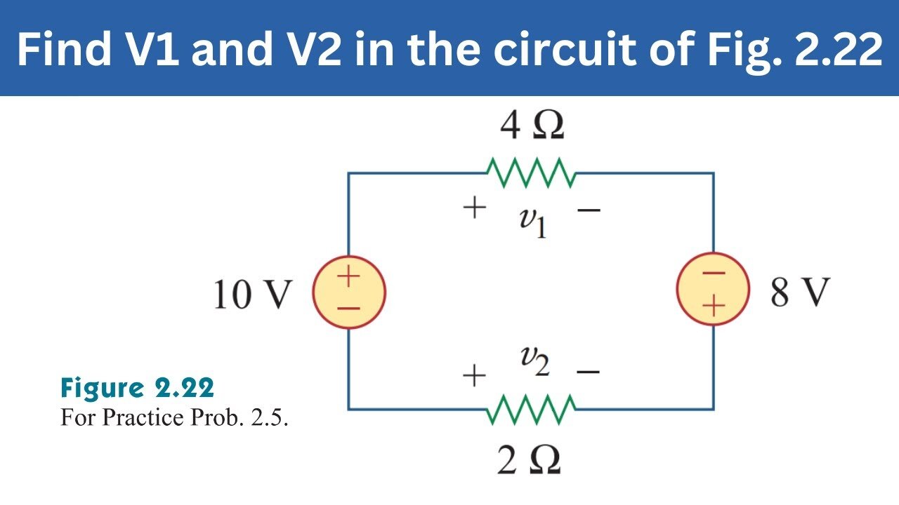 Practice Prob. 2.5 | Find V1 and V2 in the circuit of Fig. 2.22 | FEC 4th Edition