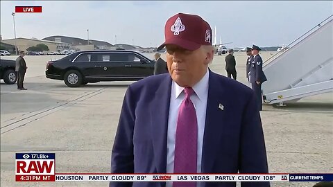 President Trump speaks on anti-ICE protests from tarmac at JBA