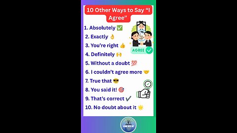 10 Other Ways to Say “I Agree” in English for Advance IELTS level #ielts #english #shorts