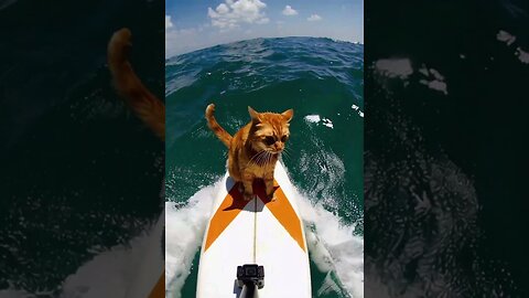 Orange Cat Surfing #ai #viralshorts #funny #cute #cat #animals #video #shorts