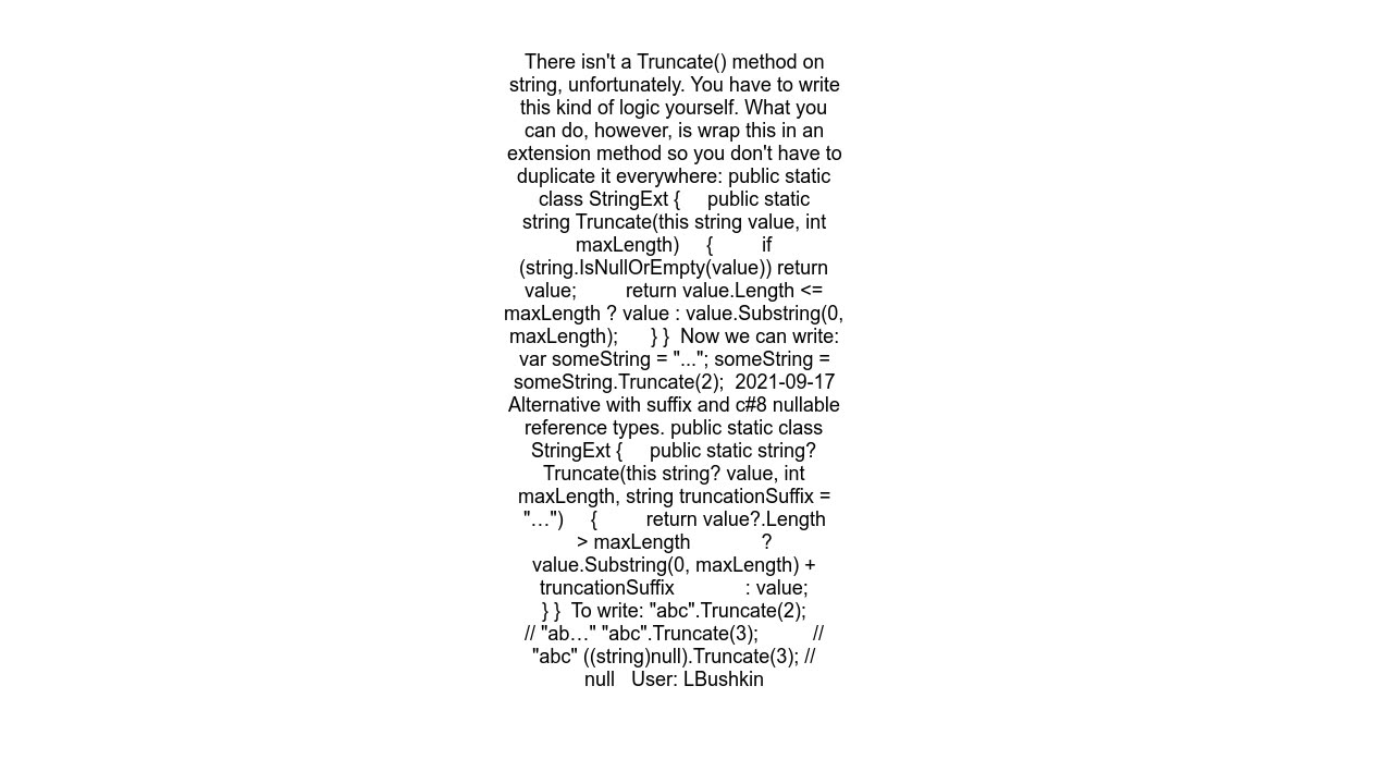 How do I truncate a .NET string
