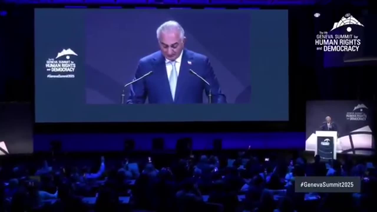 The moment exiled Irainian Prince Reza Pahlavi eyes welled up