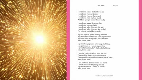 I Love Jesus, Lyrics from The Greatest Love Worship Album