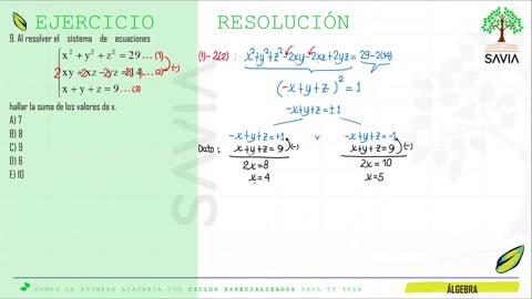 SAVIA REGULAR 2025 | Semana 08 | Álgebra