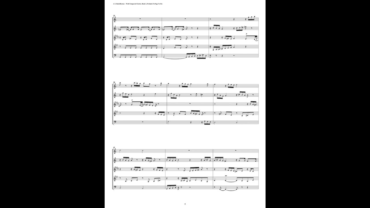 J.S. Bach - Well-Tempered Clavier: Part 2 - Prelude 23 (Woodwind Quintet)