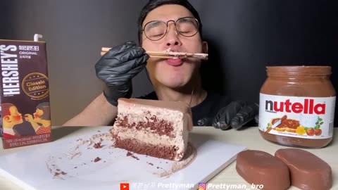 ASMR CHOCOLATE CAKE ICE CREAM Nutella Tico Hershey’s DESSERT MUKBANG 파리바게트 초코 케이크 아이스크림 먹방 Foodvideo