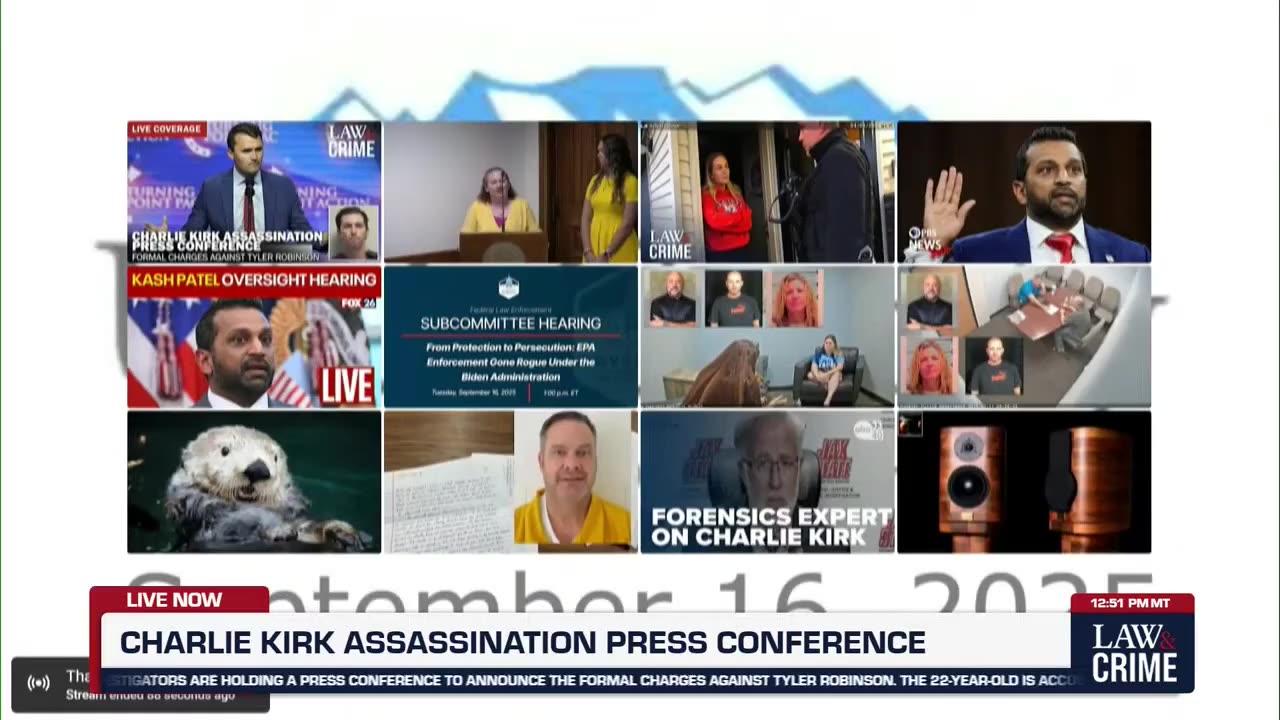 Persconferentie: Vermeend schutter van Charlie Kirk - Aangeklaagd voor Moord op Charlie Kirk
