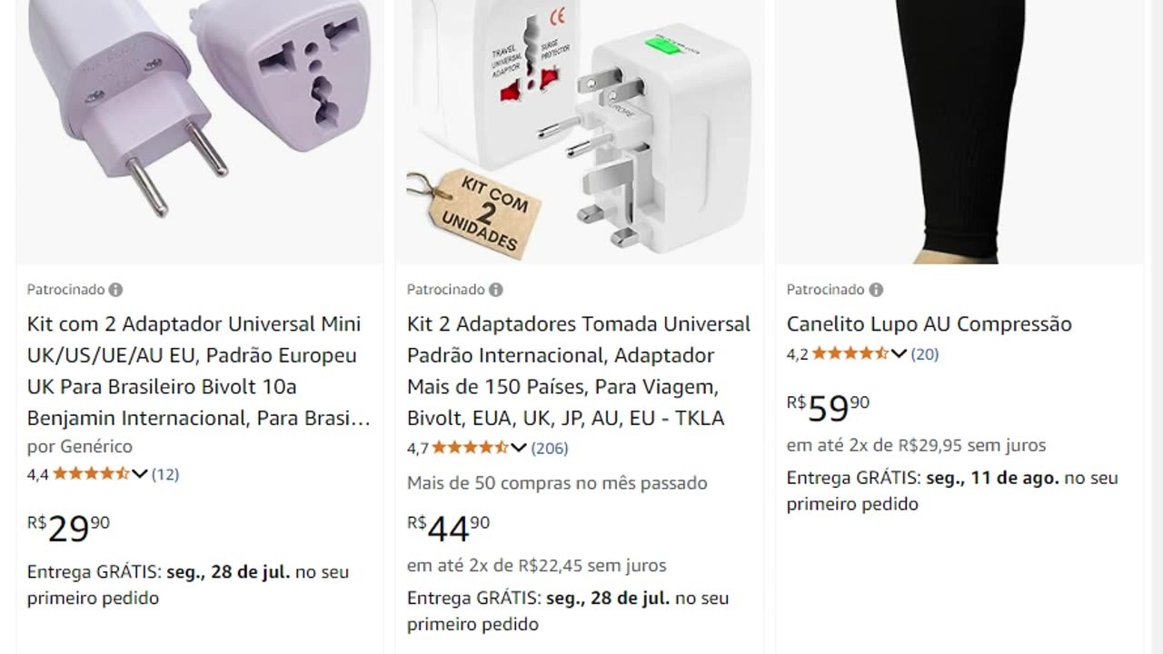 Kit com 2 Adaptador Universal Mini UK/US/UE/AU EU, Padrão Europeu au