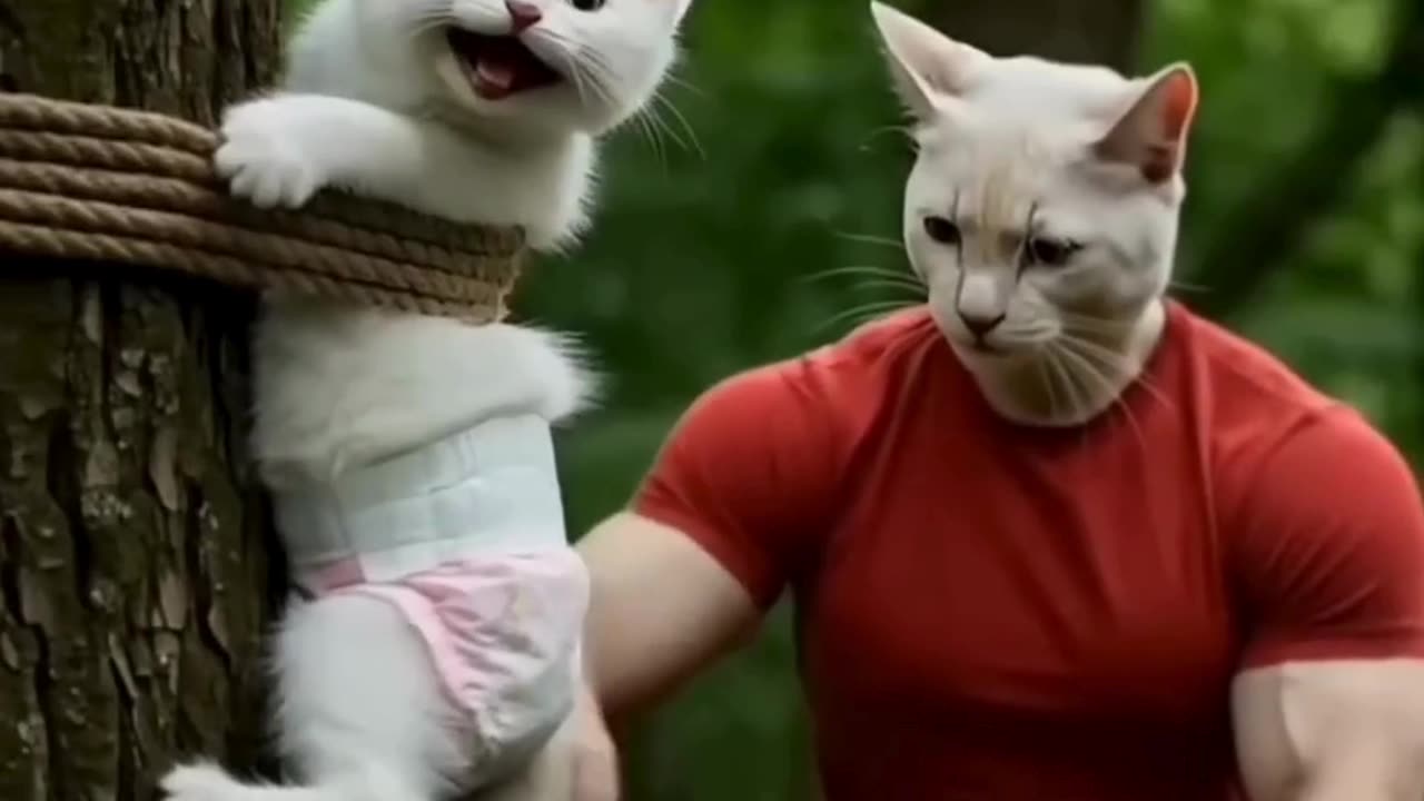 बिल्लू को शेरों ने पकड़ लिया 🙀 #catsoftiktok #cat #cute #aiart #ai #poorcat #catlover #fyp