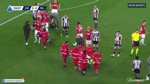 Mike Maignan has been stretchered off the pitch after a scary collision