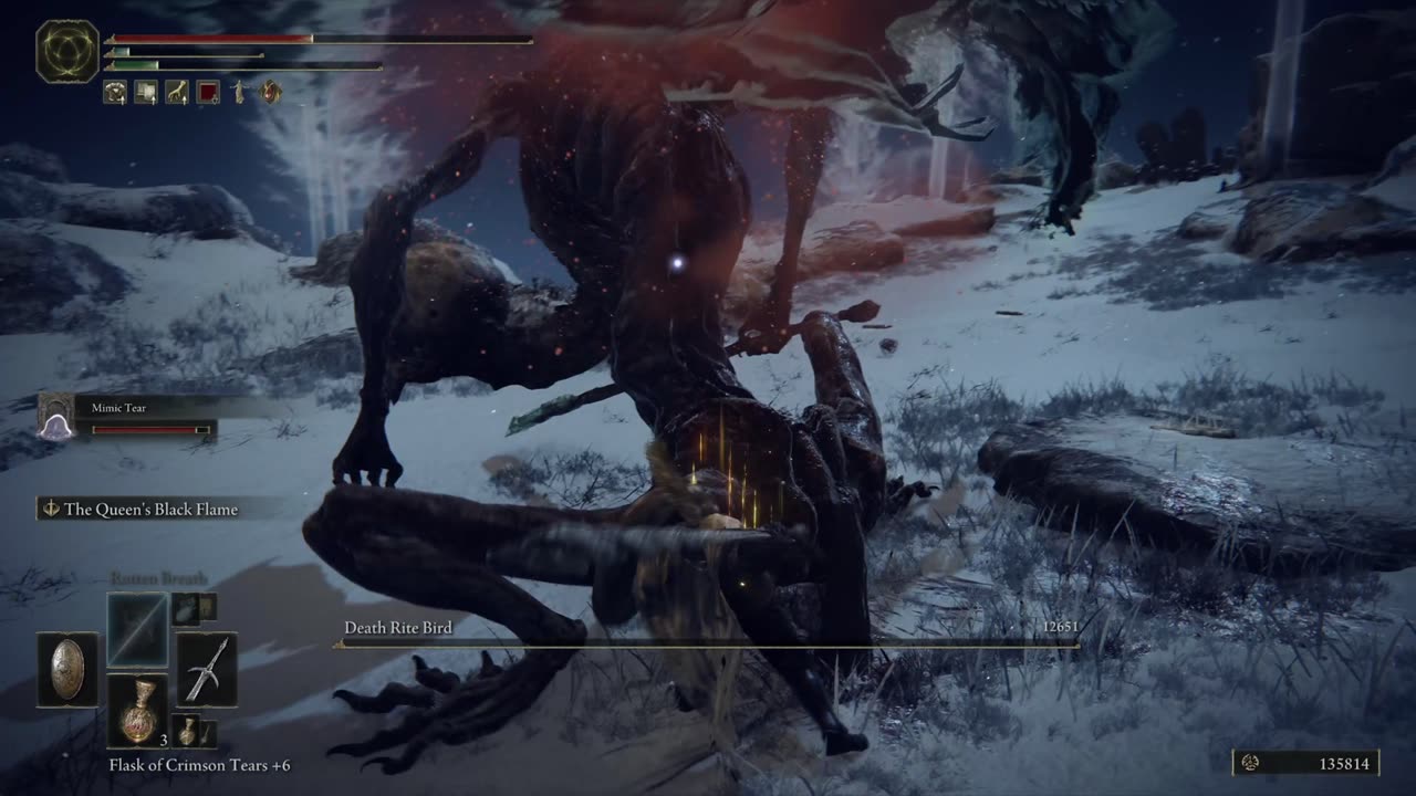 Elden Ring PC | Death Rite Bird in Mountaintops of the Giants boss fight with Mimic Tear on NG
