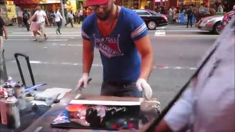 Viral: spray paint art new york space printer