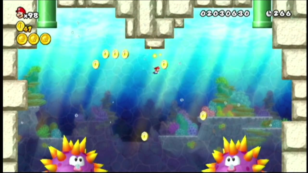 Trouble in the Water... Old Let's Play New Super Mario Bros. Wii (Wii) - World 4 - #07 w/The Boys